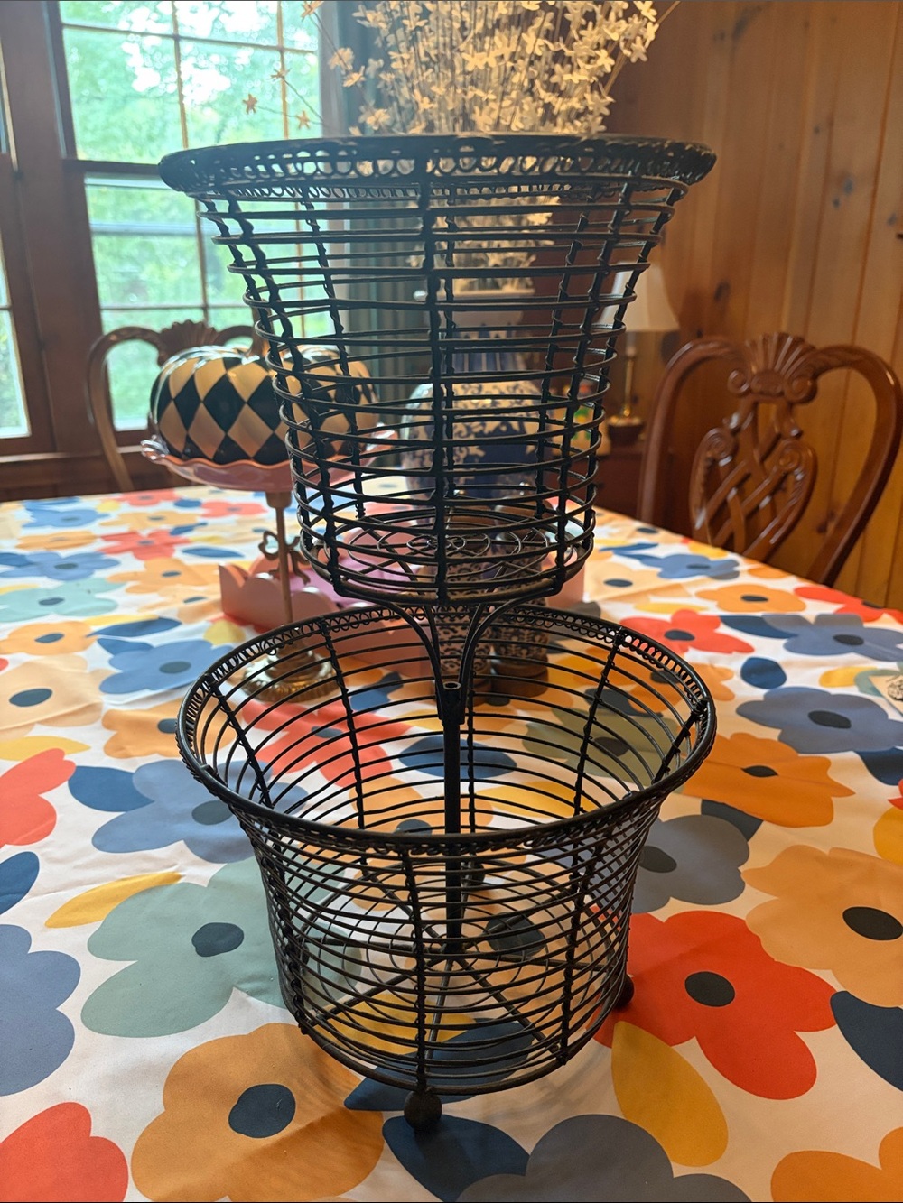 Black Two-Tier Wire Fruit Basket - Home Accents